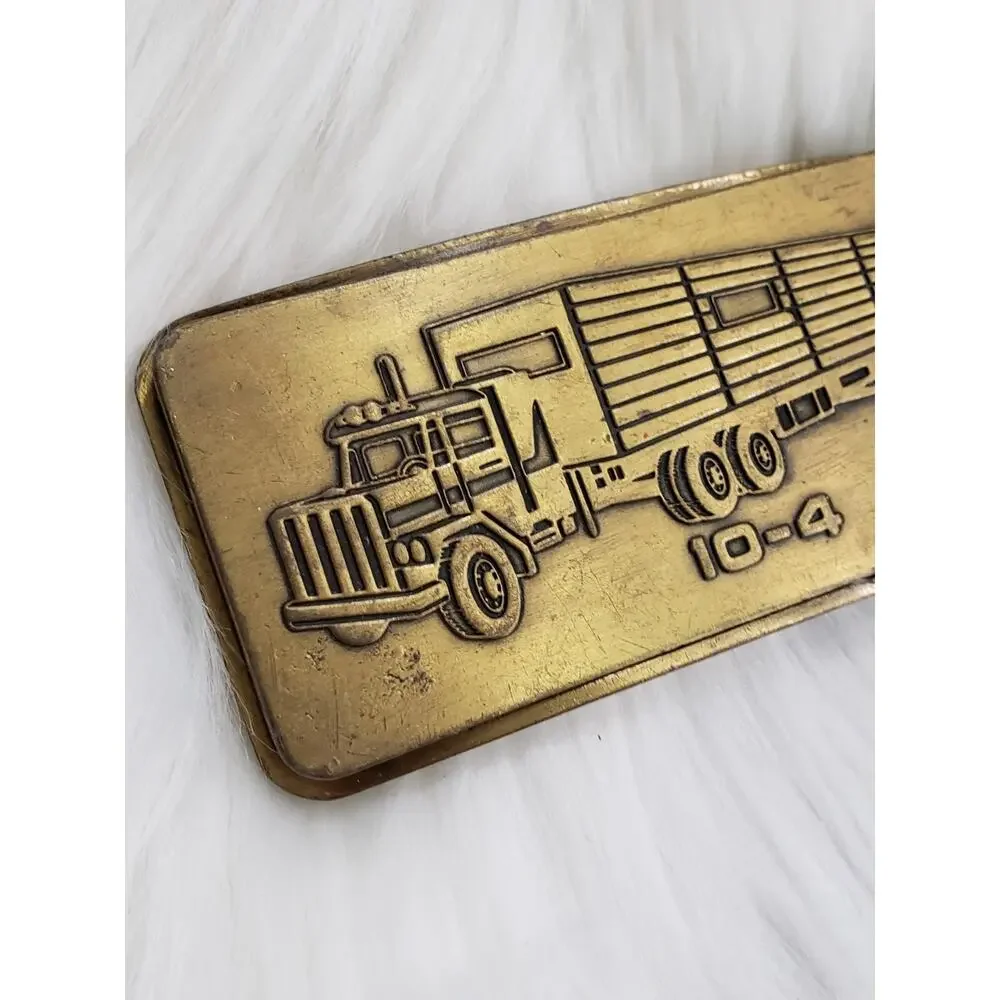10-4 Truckers Brass Belt Buckle Vintage Semi‎ Truck CB Radio